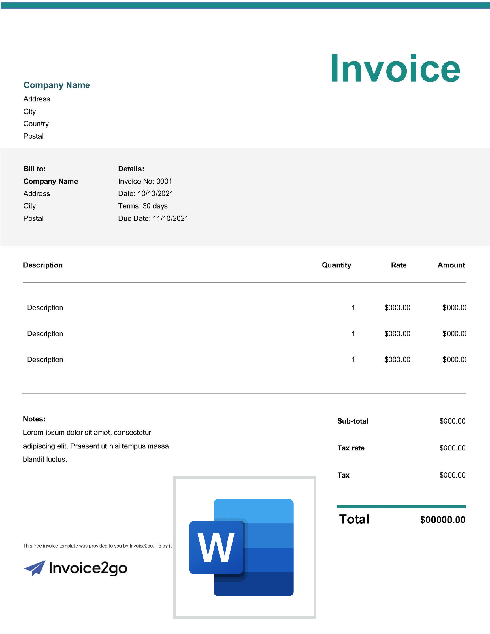 Freelance Invoice Template Microsoft Word