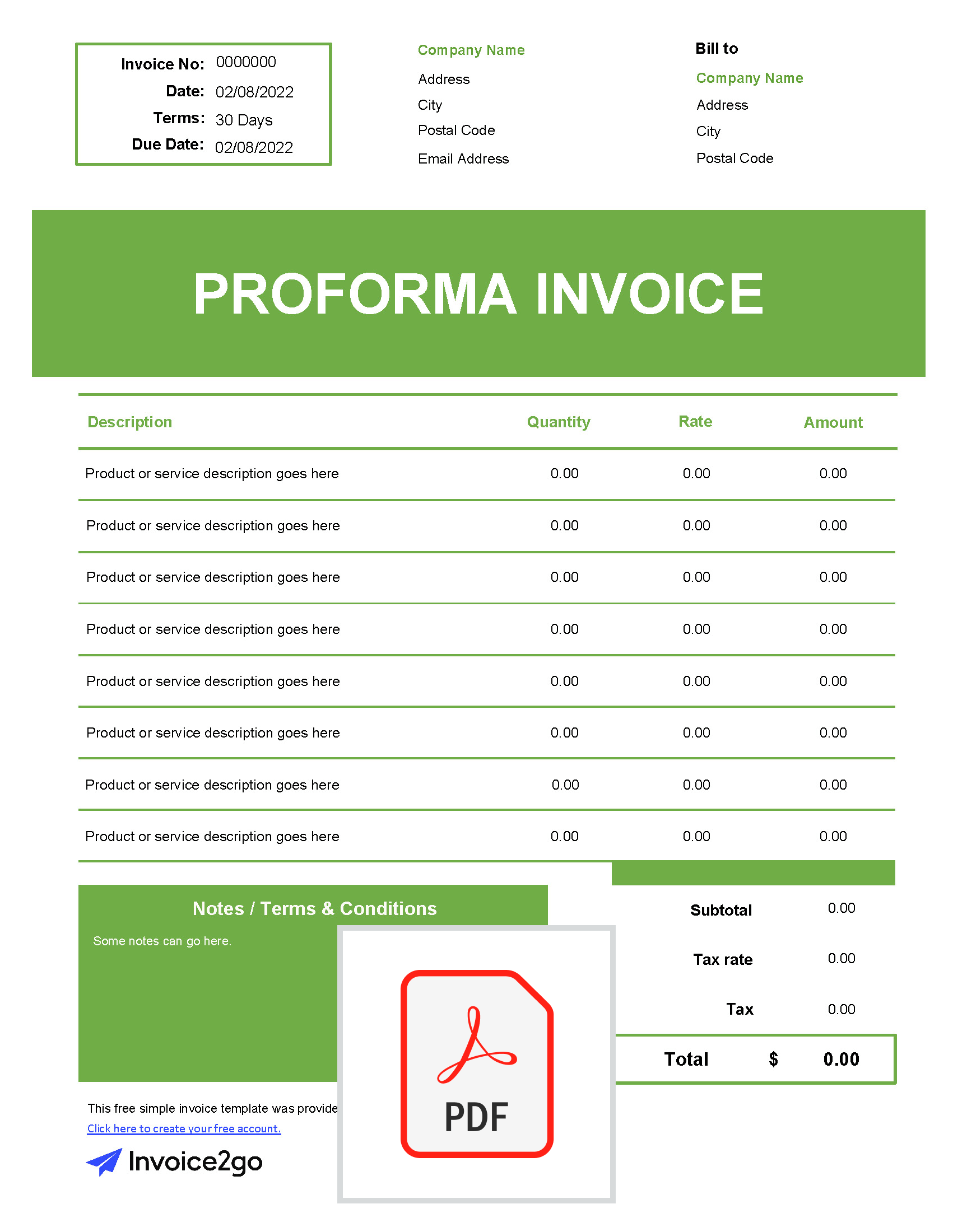 sample proforma invoice excel template