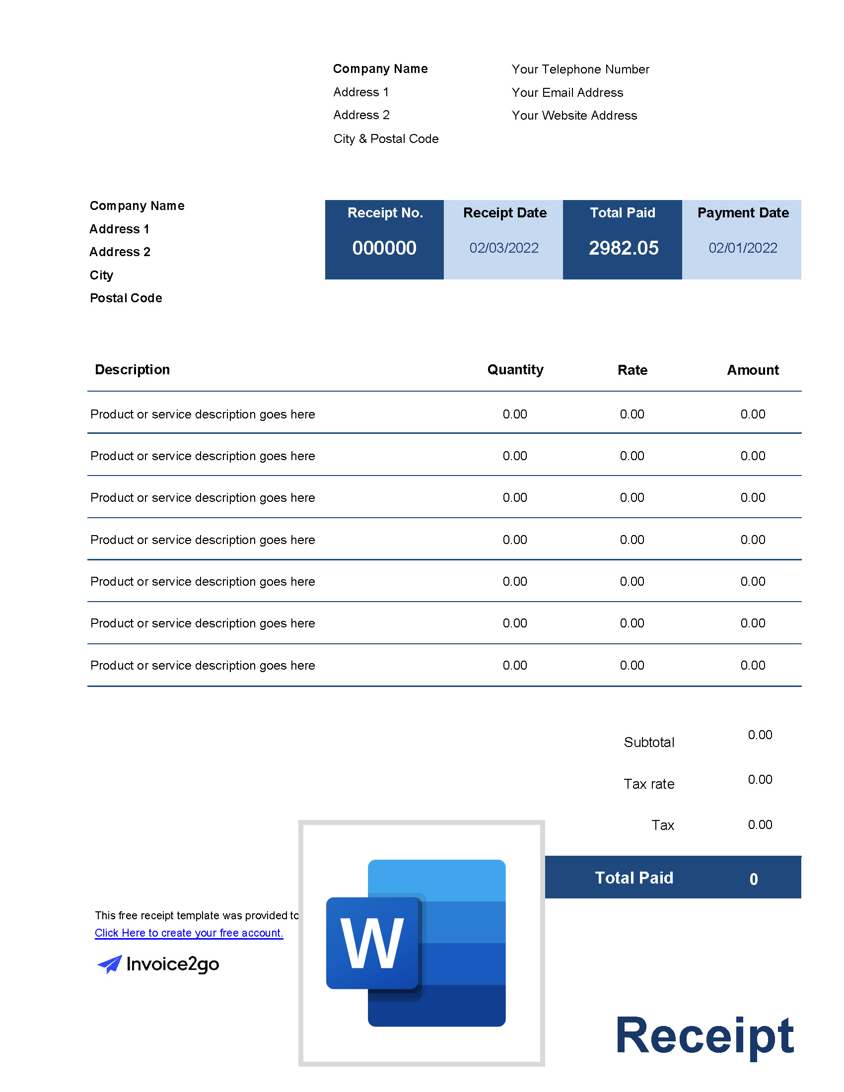 free-business-receipt-template-invoice2go for Free Printable Receipts For Business Free Business Receipt Template | Invoice2go for Free Printable Receipts For Business