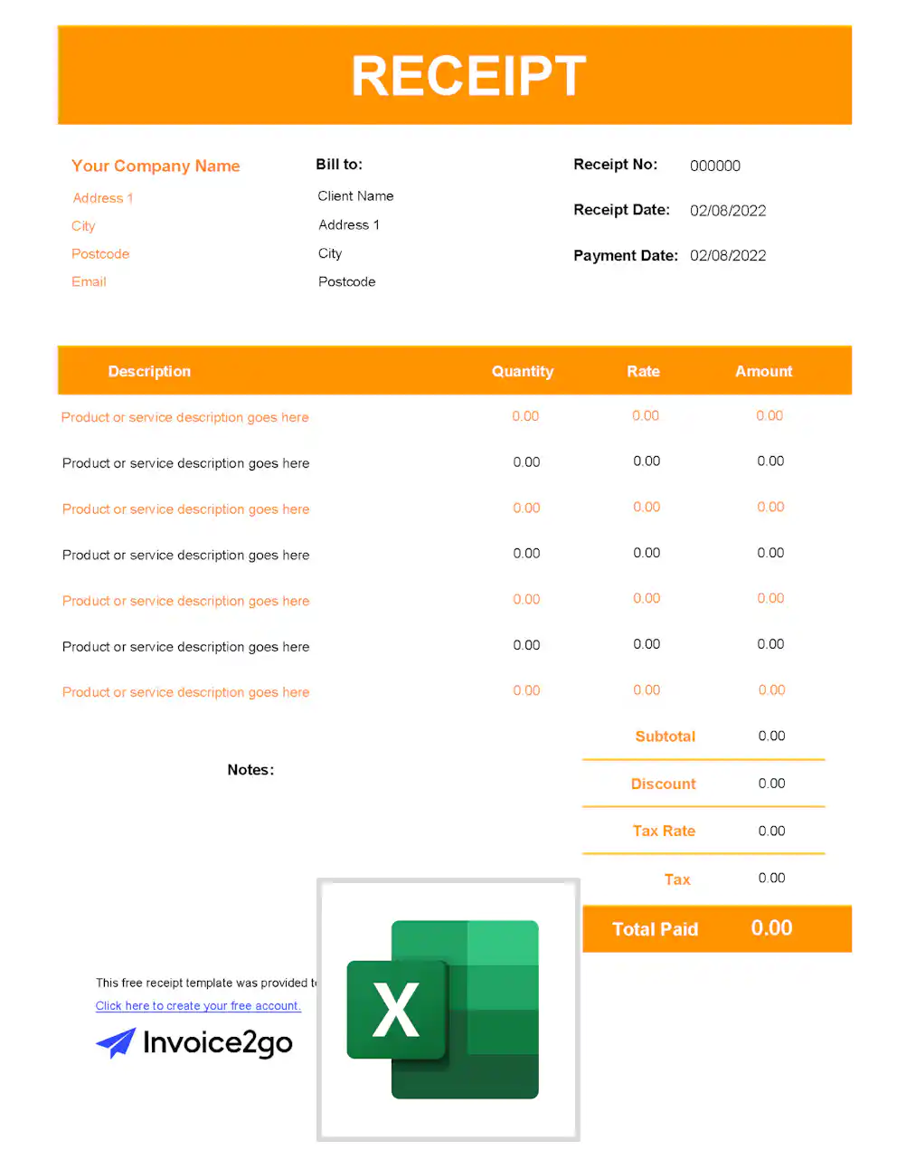 Free Itemized Receipt Template | Invoice2go