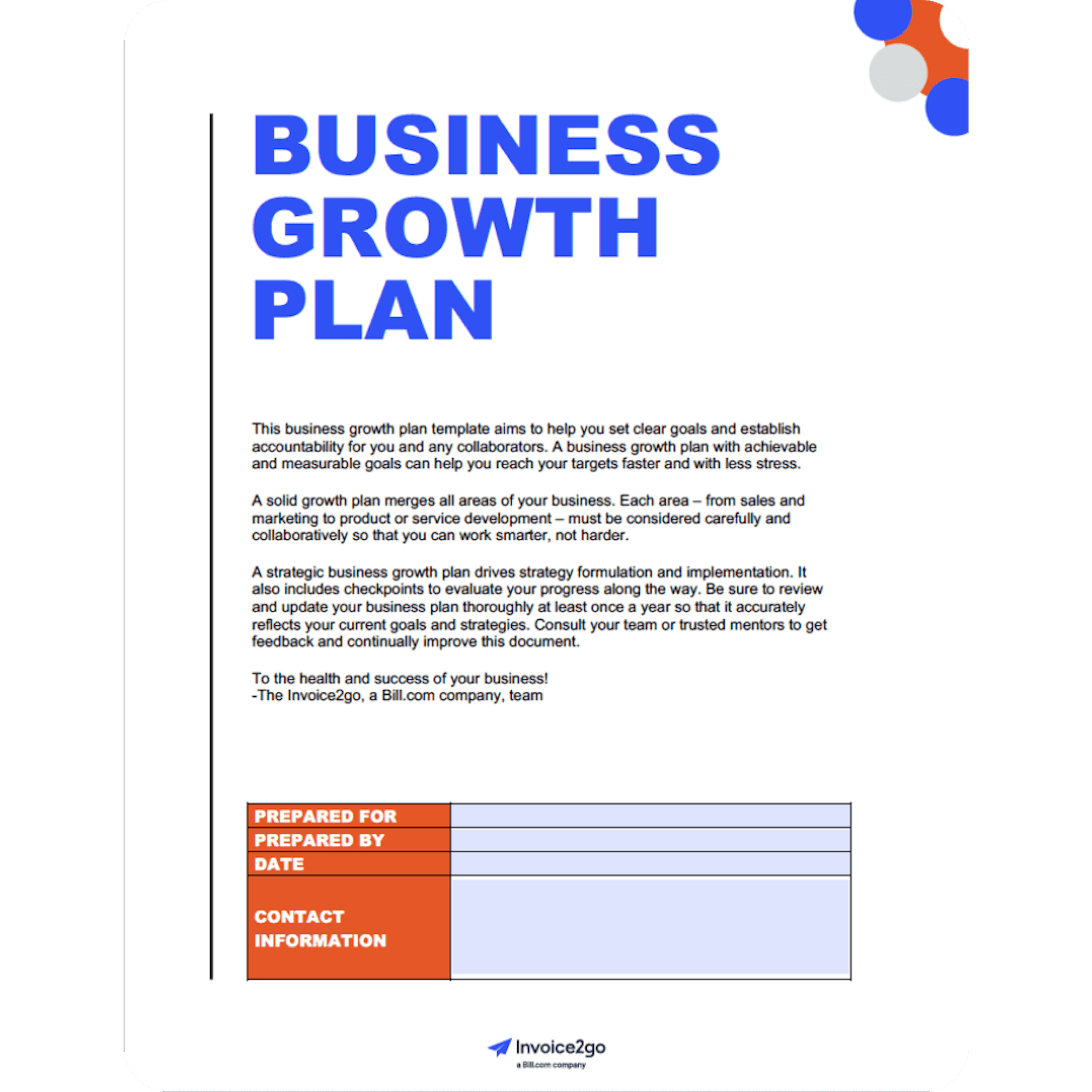 how to write a business plan for growth