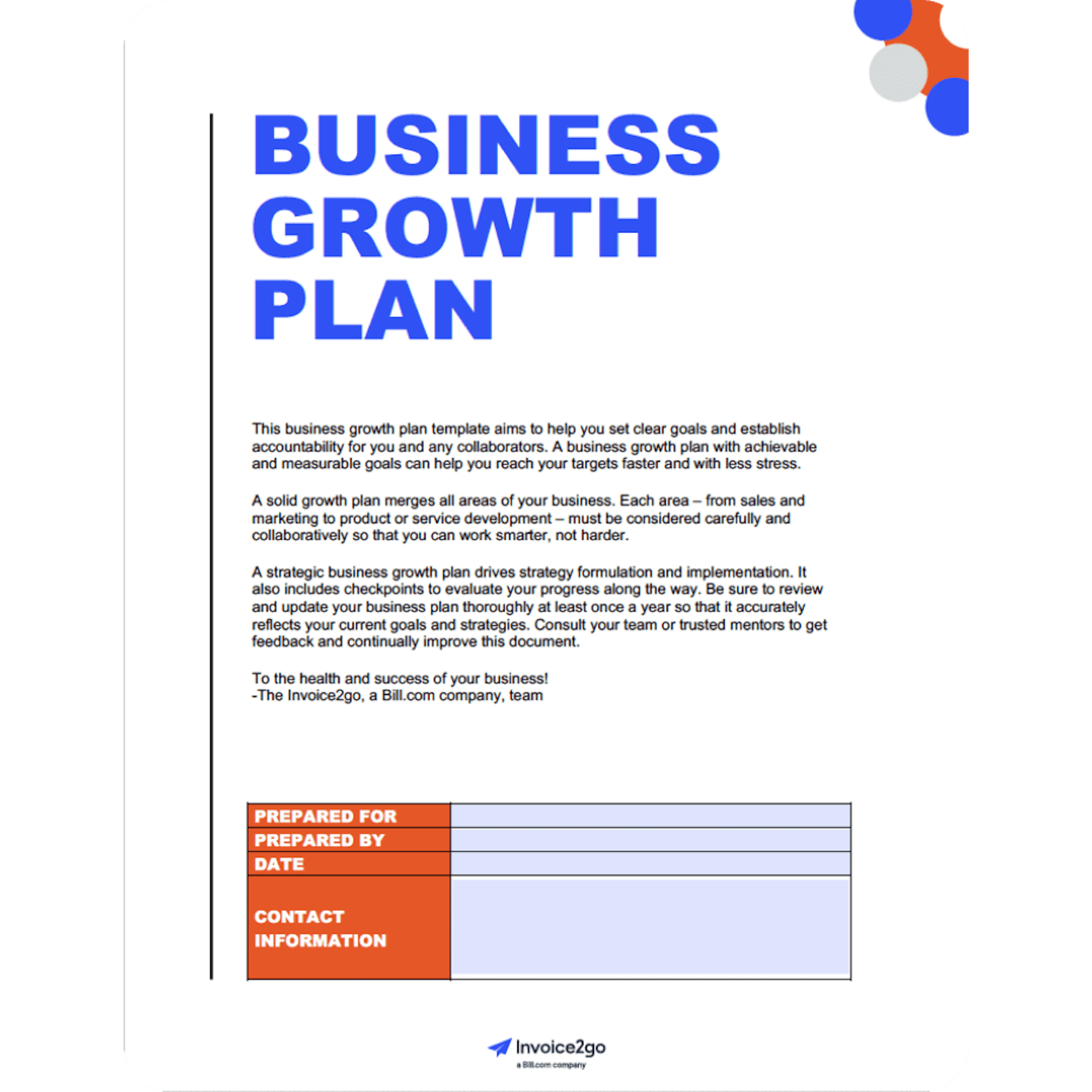 Downloadable Growth Business Plan Template | Invoice2go