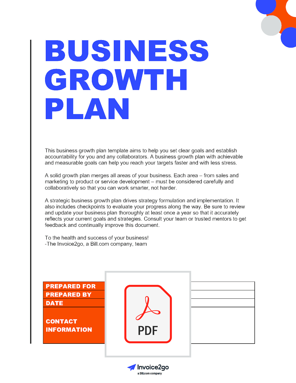 Downloadable Growth Business Plan Template Invoice2go
