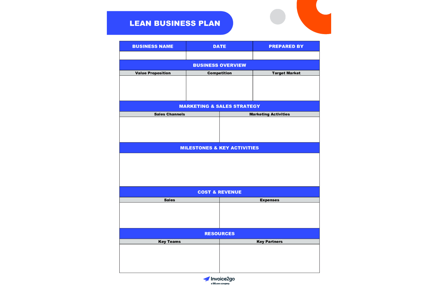 Free Lean Business Plan Template | Invoice2go